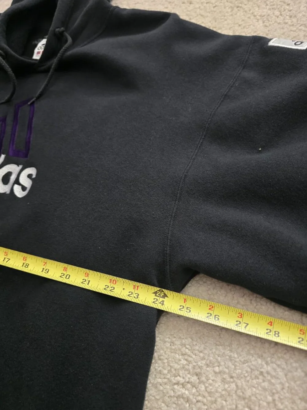 Vintage Adidas 90s Embroidered Logo Hoodie Faded Black XL